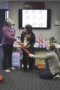 Midwife considering the upright birth position and it's angle for the pelvic floor.