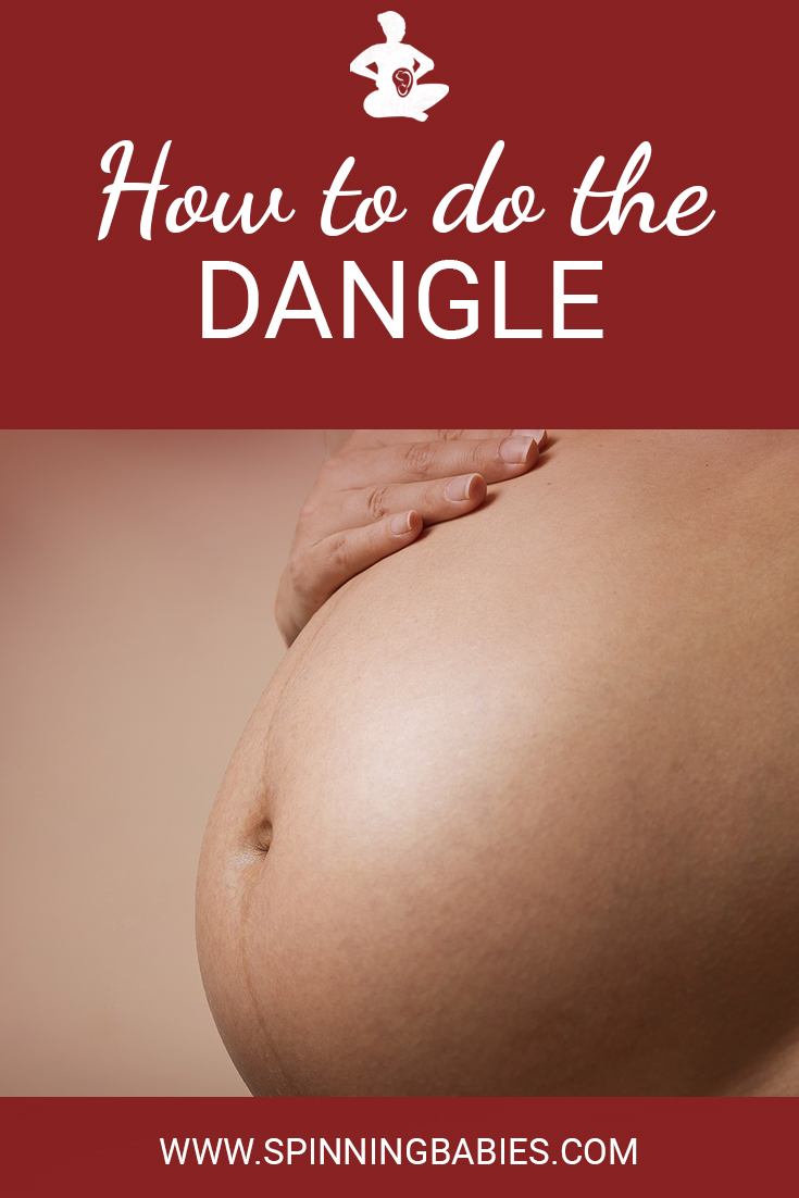 How to do the Dangle - a technique that allows the #pregnant person's hips and pelvis to hang freely during a contraction in #childbirth. The dangle allows the best angle and the most mobility of the pelvis.